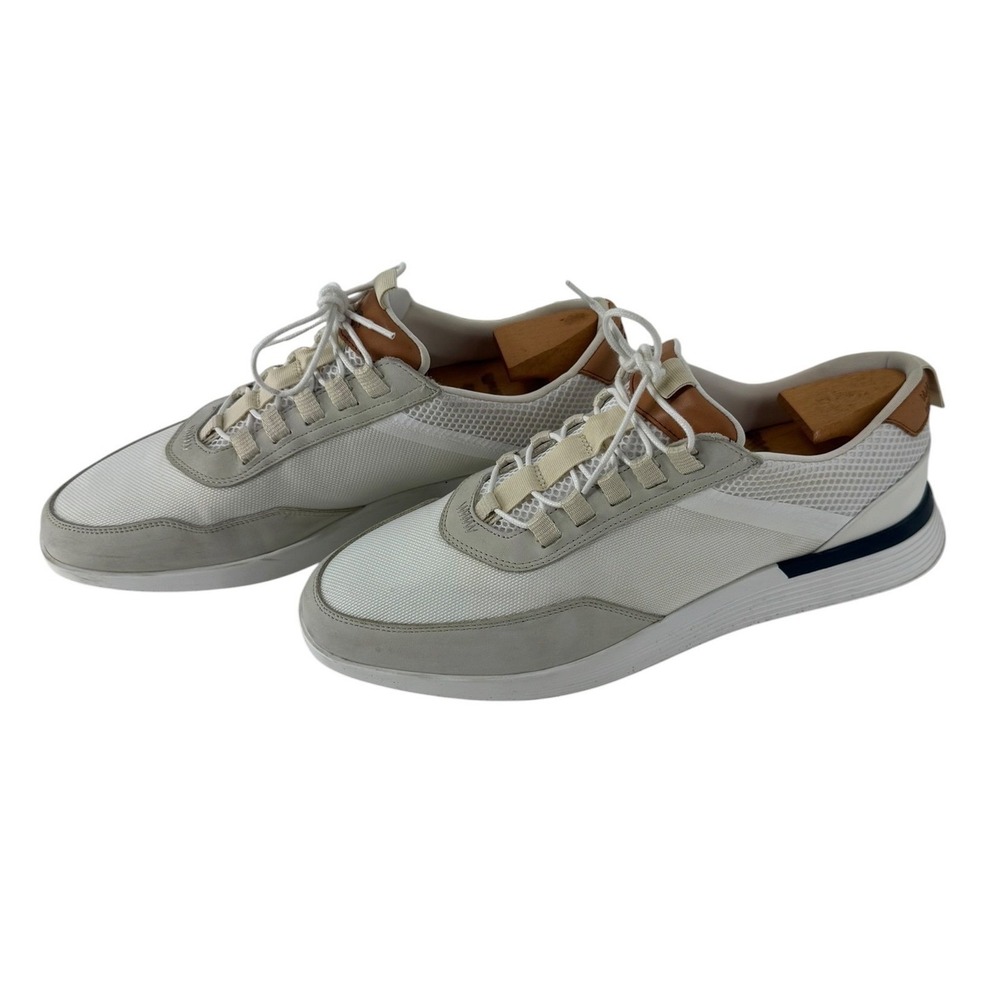 Wolf & Shepherd SwiftKnit Derby White Grey Tan Mesh Leather Sneaker Mens 11 M